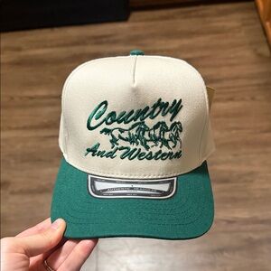 Country and Western Cap with Green Brim
